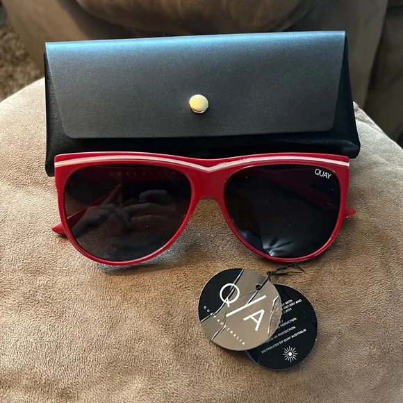 NWT Quay Oxblood red sunglasses Amazon.com: QUAY - Womens Sunglasses, Cat Eye Lenses with UV  main image 3
